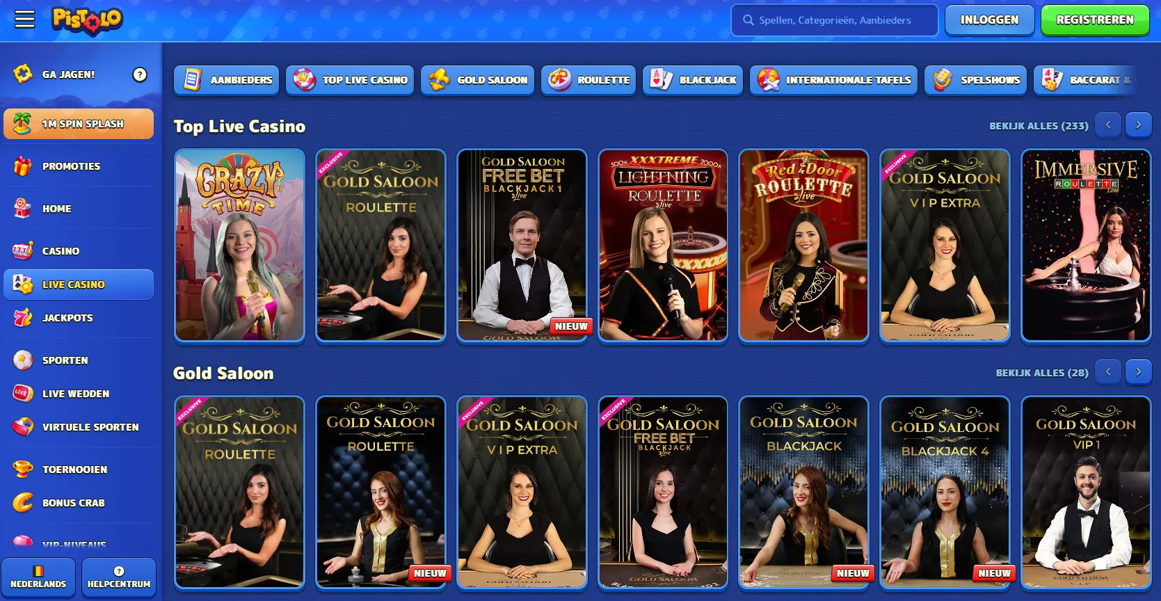 Live Casino: verscheidenheid aan spellen LIve Casino